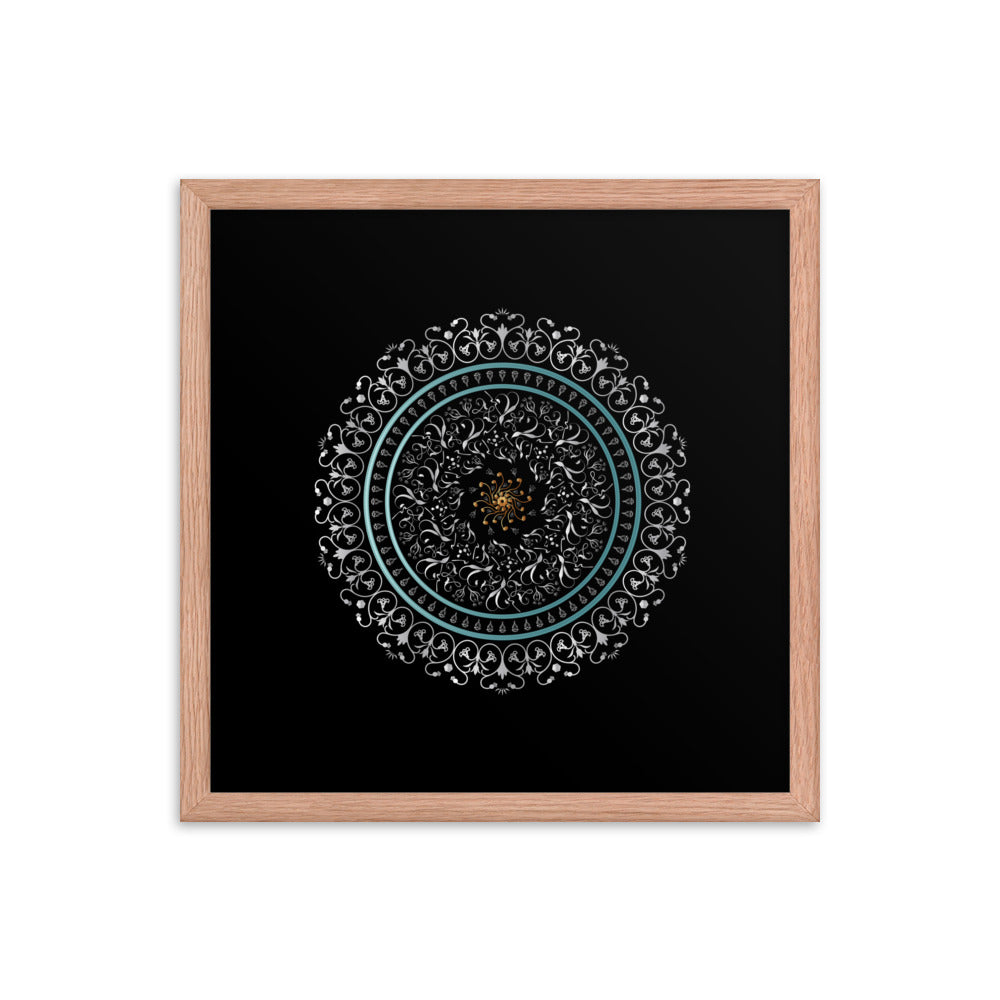 Framed poster Kuklos No 4496 Mandala Silver - Aqua - Gold Free Shipping