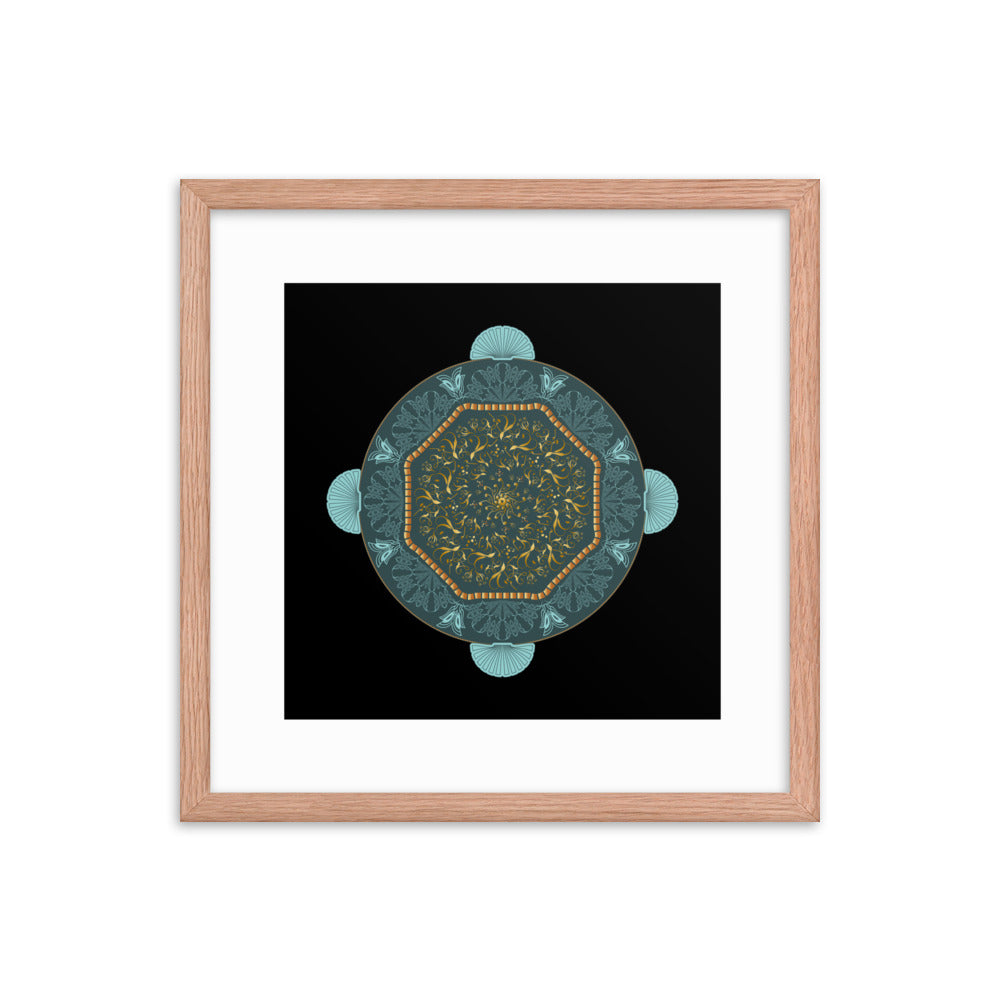 Framed poster Kuklos No 4484 Mandala Gold - Aqua Free Shipping