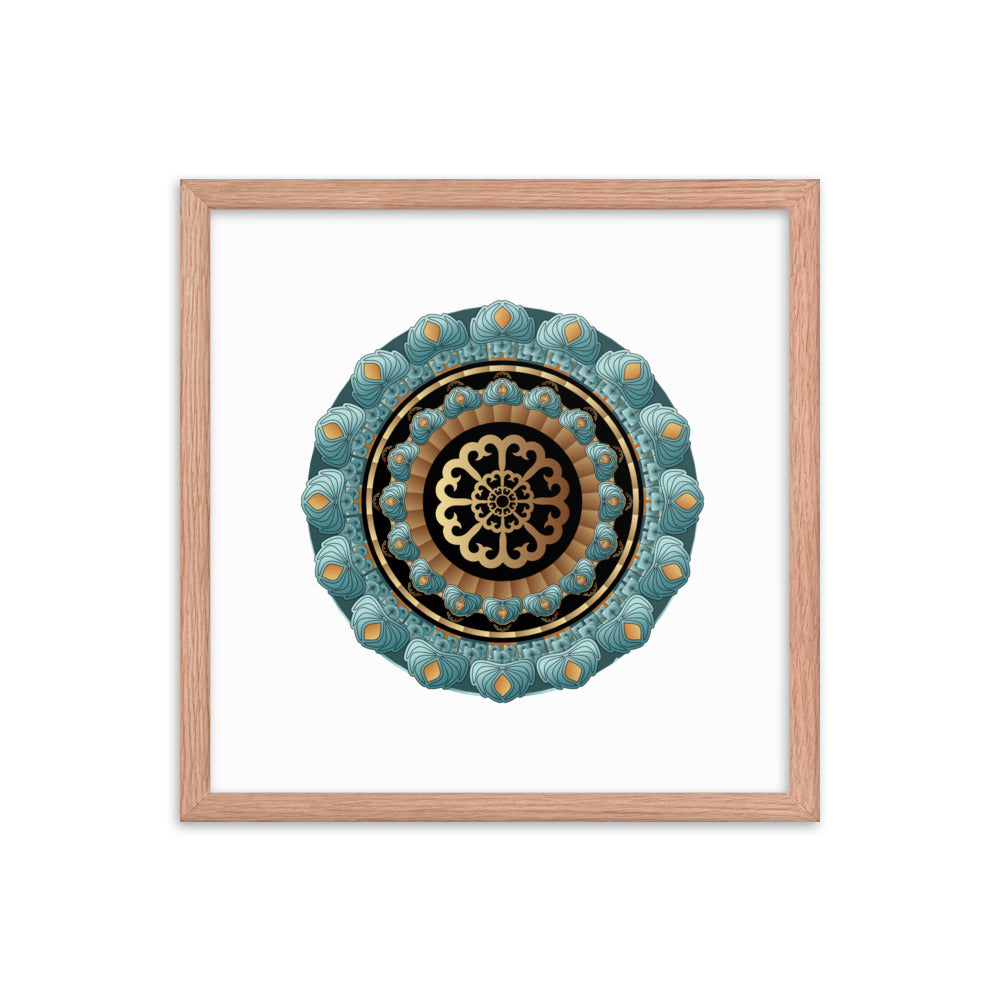 Framed poster Kuklos No 4440 Mandala Aqua - Gold Free Shipping