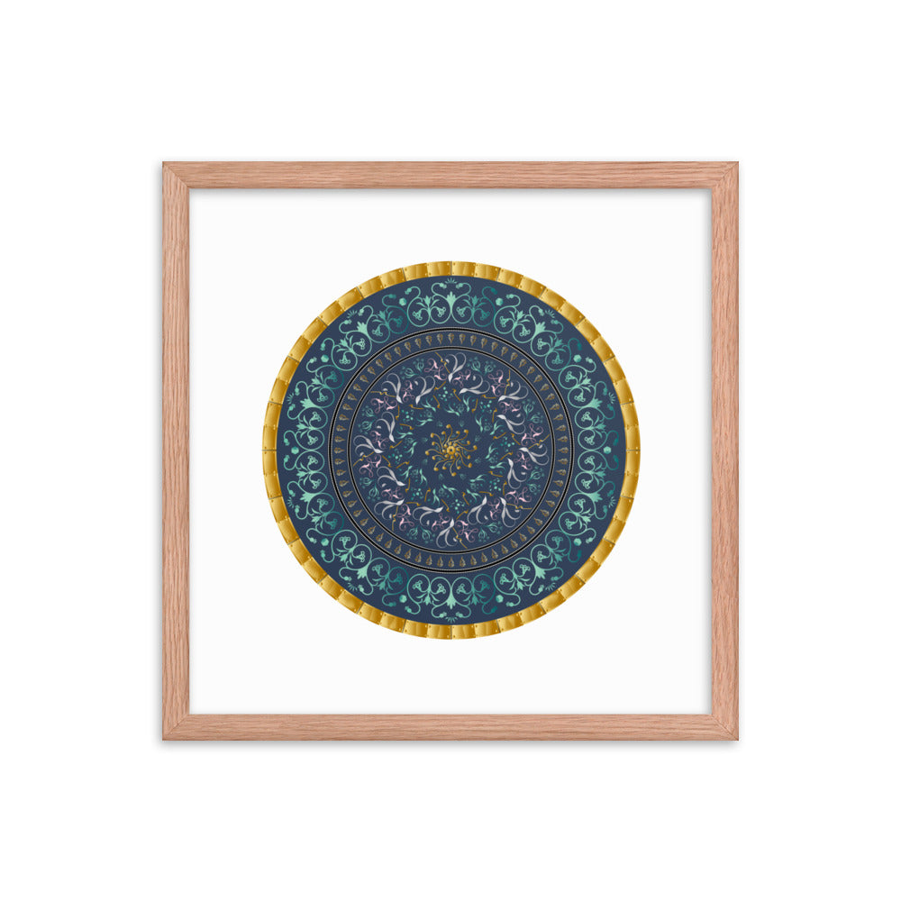 Framed poster Kuklos No 4495 Mandala Aqua - Gold Free Shipping