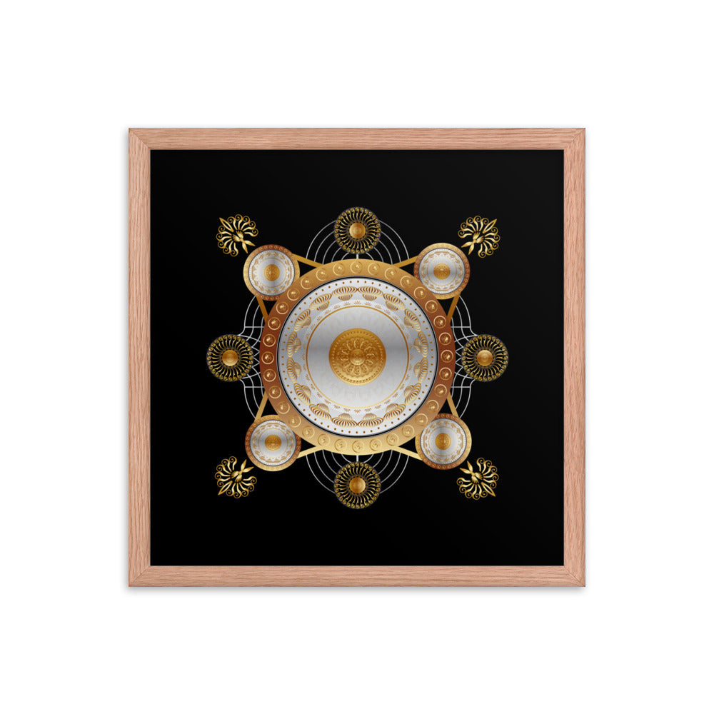 Framed Poster Kuklos No 4029 Mandala Silver - Gold Free Shipping