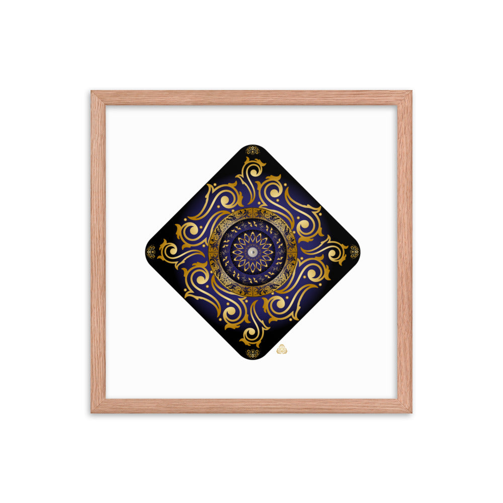 Framed Poster Kuklos No 4089 Mandala Dark Navy Blue- Gold Free Shipping