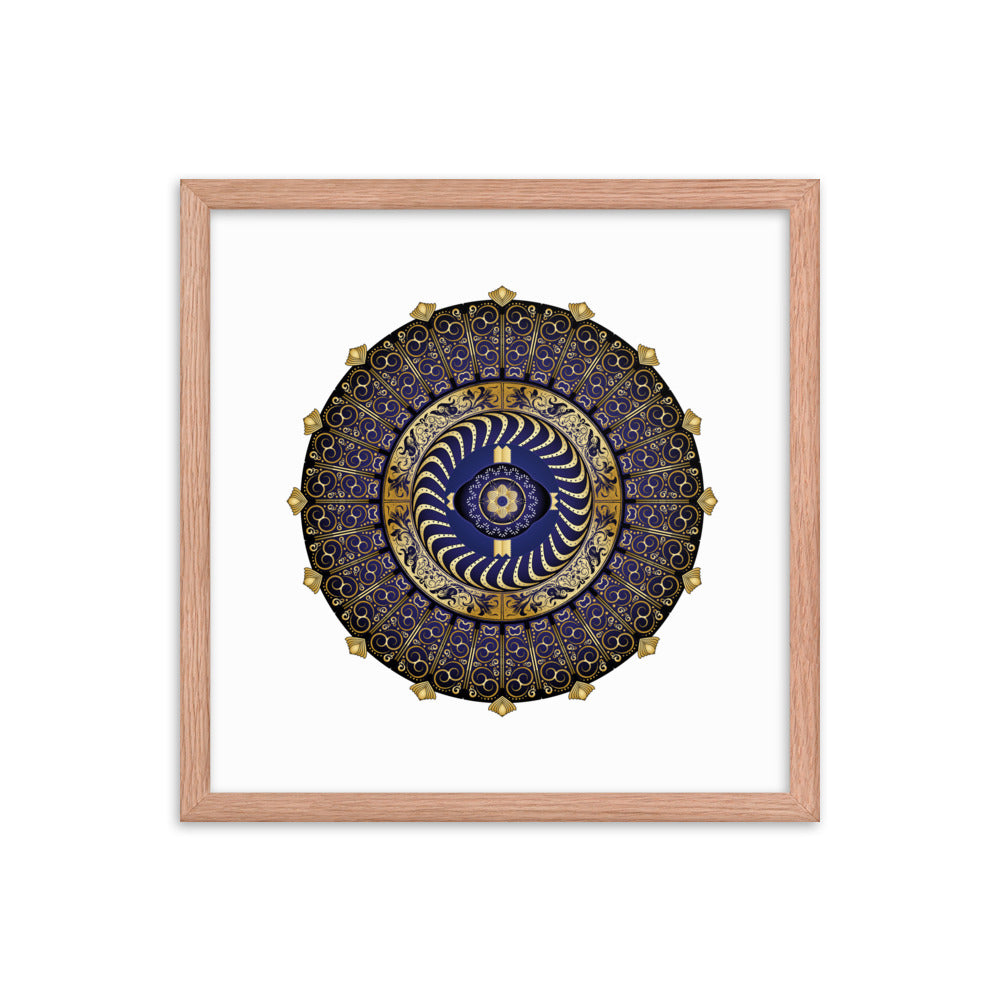 Framed Poster Circulosity No 2987 Mandala Navy - Gold Free Shipping