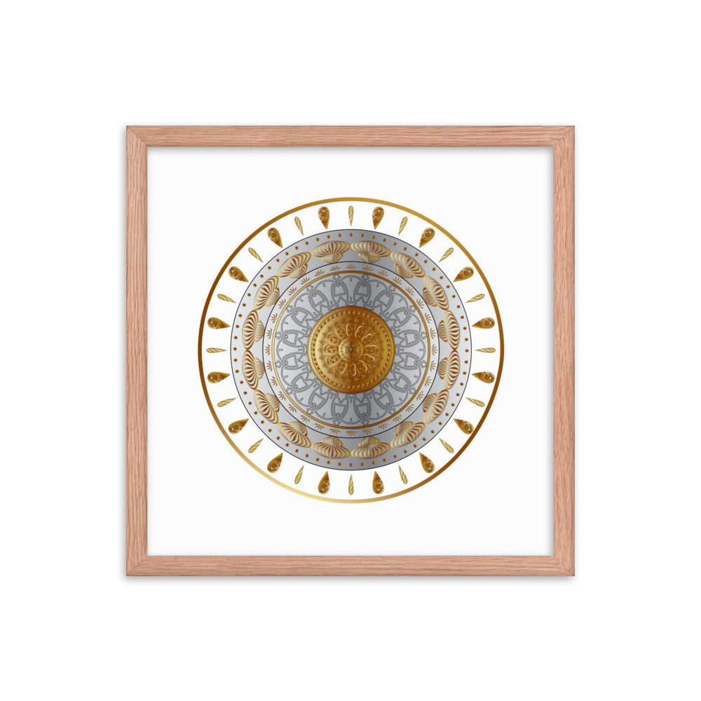 Framed Poster Circumplexical No 3531 Mandala Aqua - Gold Free Shipping