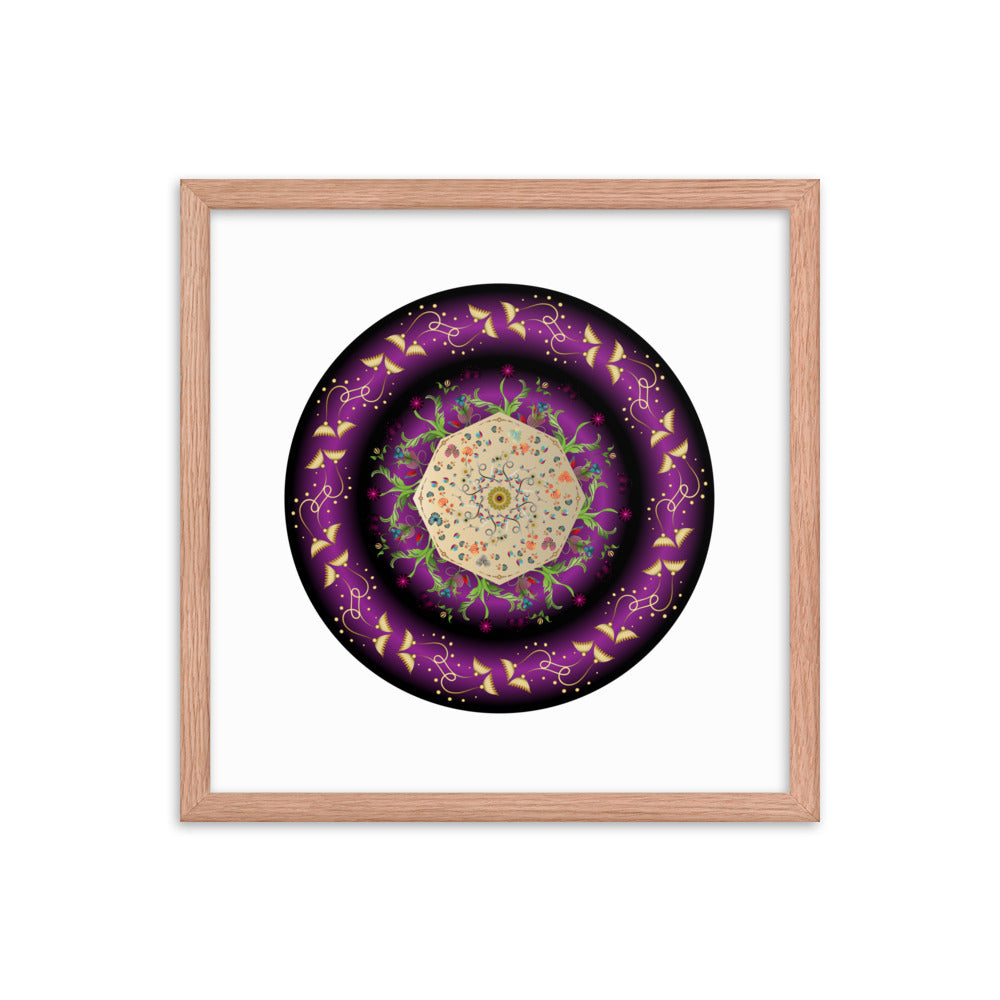 Framed Poster Circumplexical No 3676 Mandala Purple - Gold Free Shipping