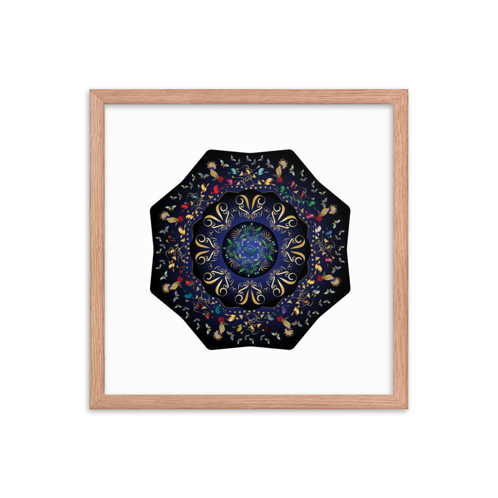 Framed Poster Circumplexical No 3796 Mandala Navy - Gold Free Shipping