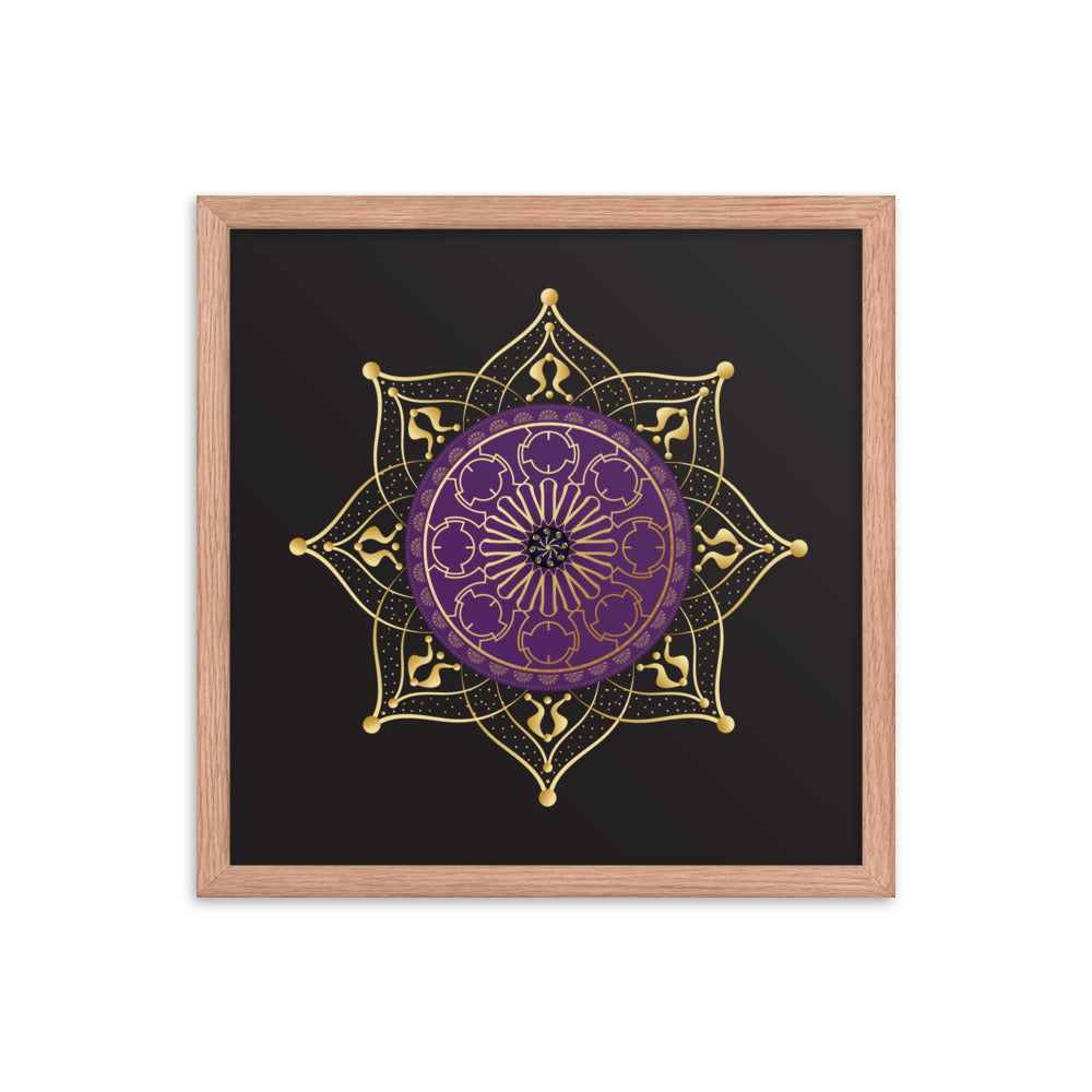 Framed Poster Circumplexical No 4017 Mandala Purple - Gold Free Shipping