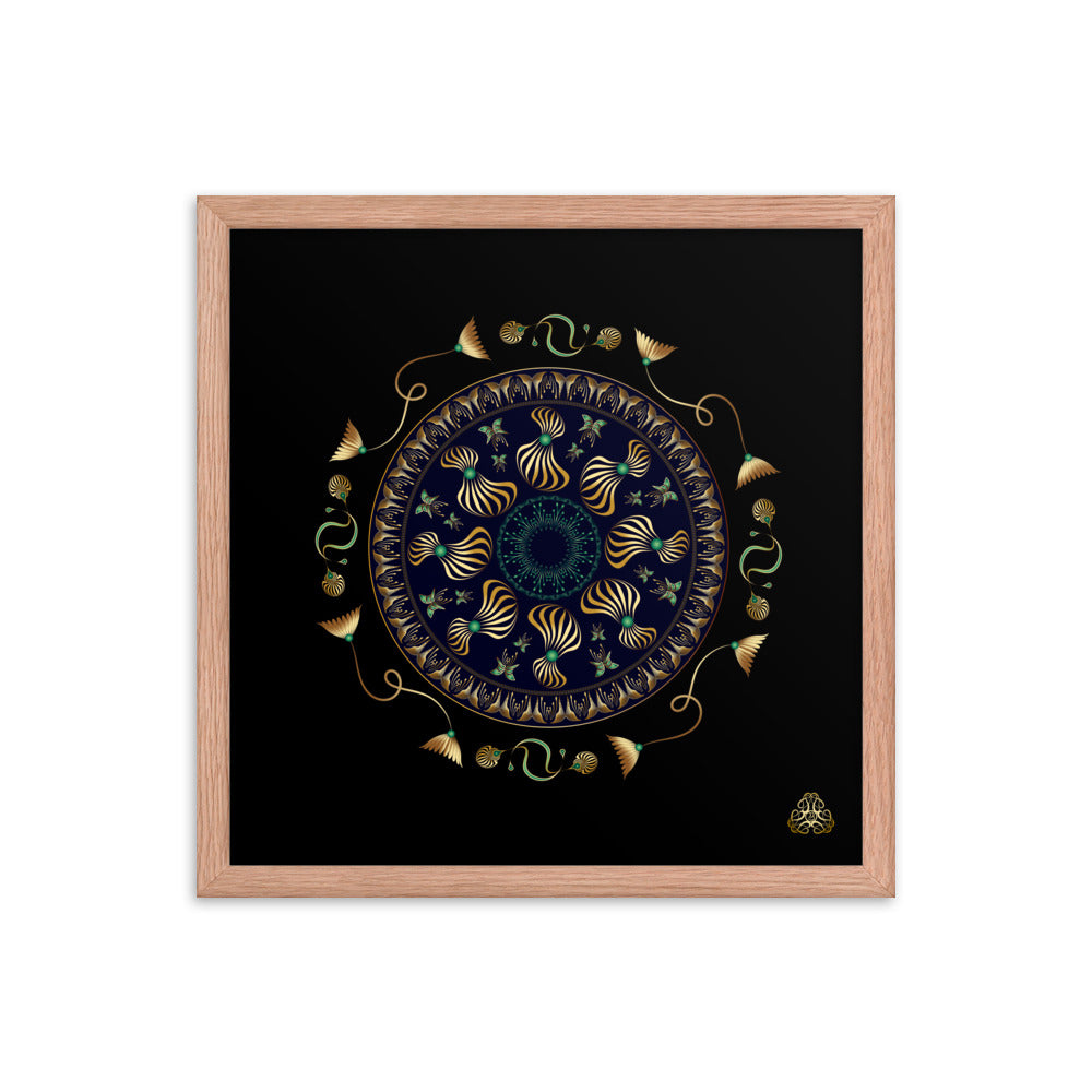 Framed Poster Kuklos No 4315 Intricate Mandala Black - Gold Free Shipping