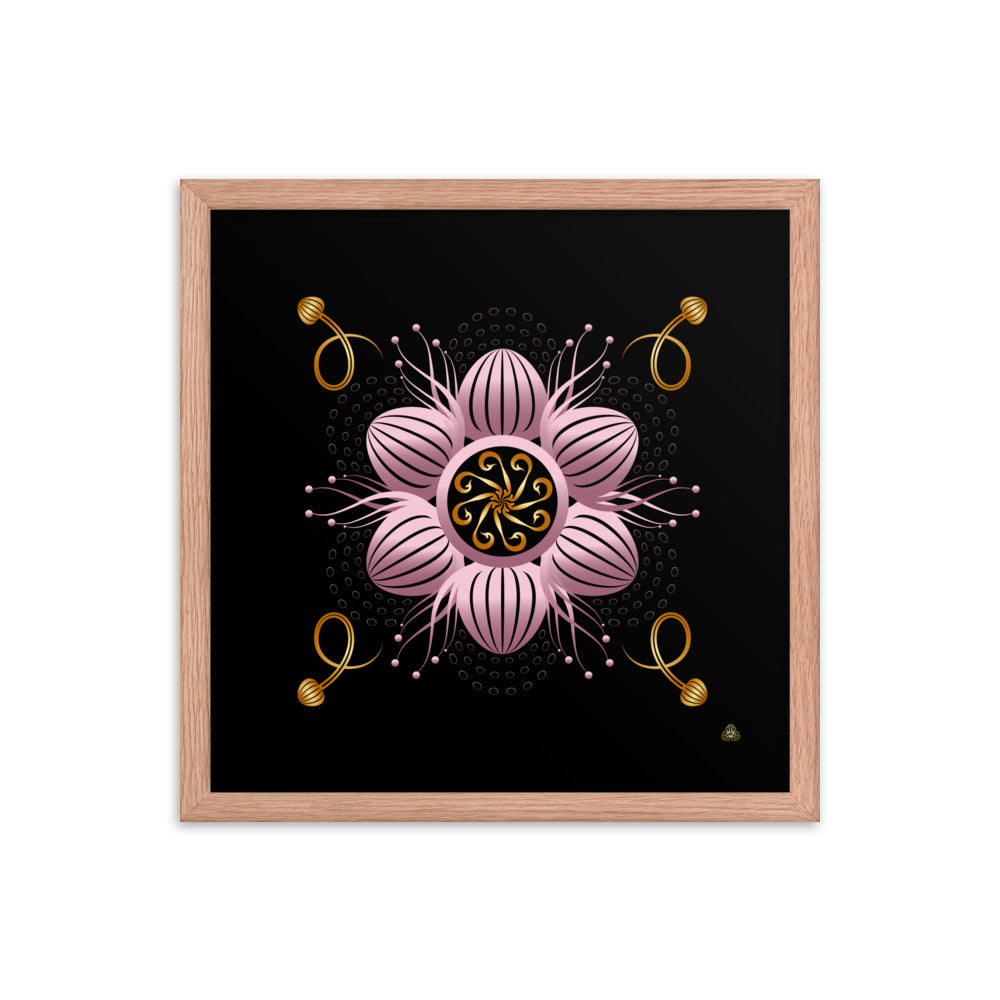 Framed Poster Kuklos No 4404 abstract Mandala Black - Gold - Pink Free Shipping