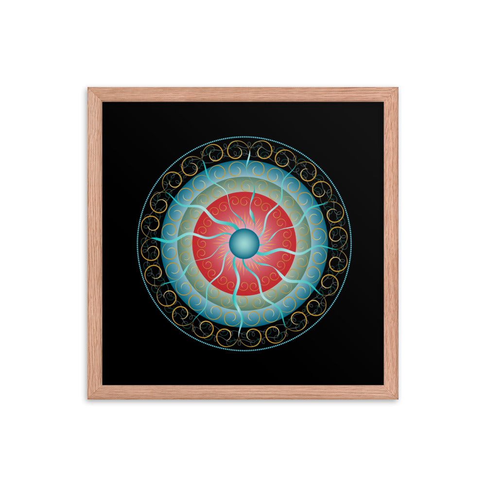 Framed Poster Complexical No 2155 Mandala Black - Red - Gold Free Shipping