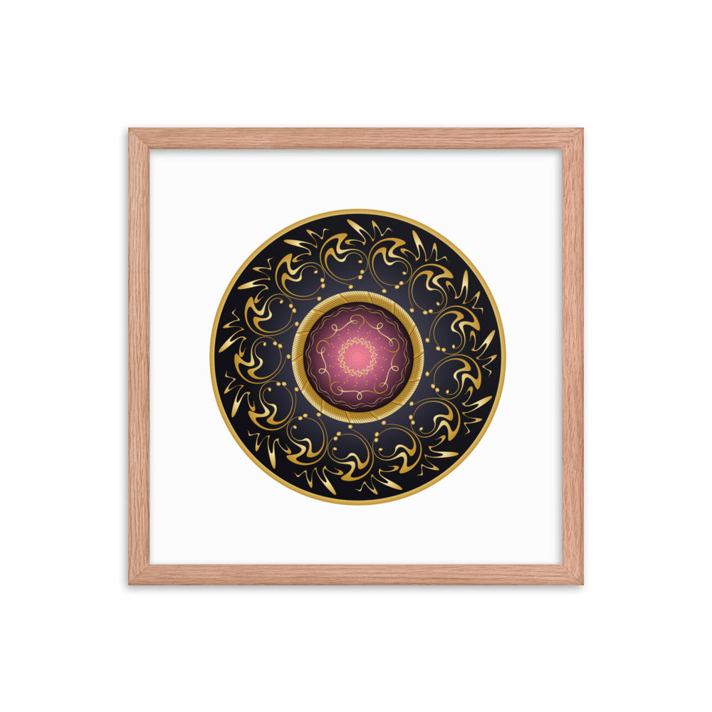 Framed Poster Complexical No 2155 Mandala Black - Red - Gold Free Shipping