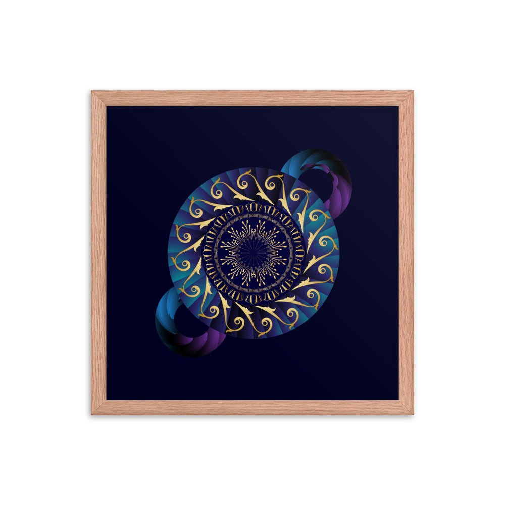 Framed Poster Kuklos No 4313 Mandala Gold - Teal - Purple Free Shipping