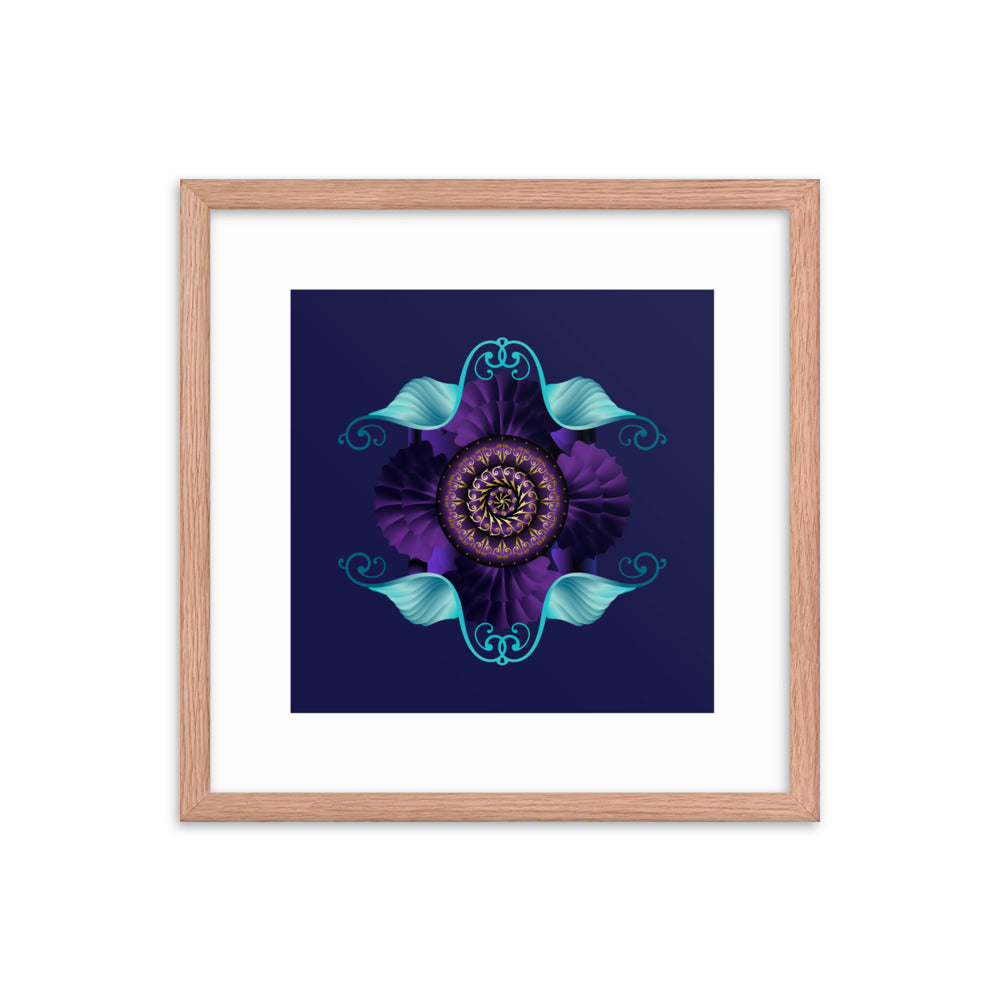 Framed Poster Kuklos No 4364 Mandala Aqua - Purple - Gold Free Shipping