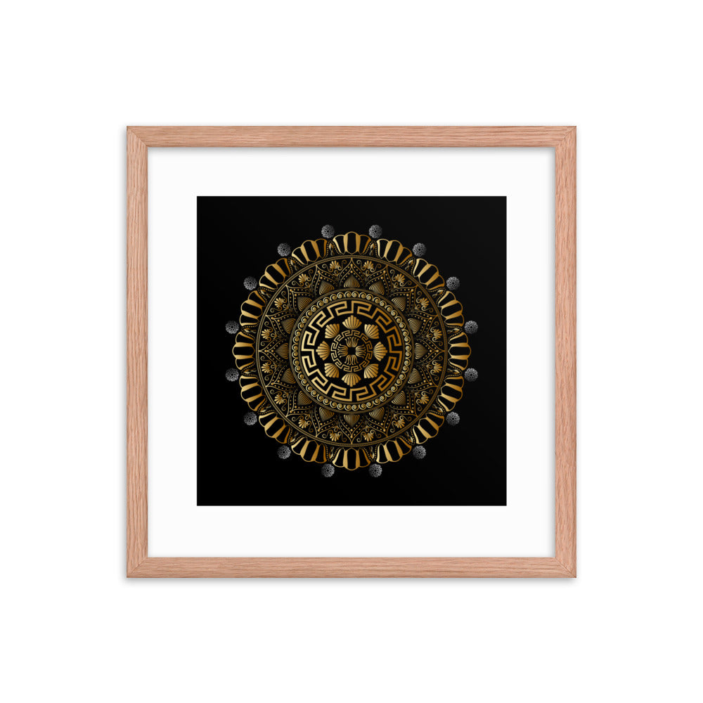 Framed Poster Kuklos No 4354 Mandala Black - Gold Free Shipping