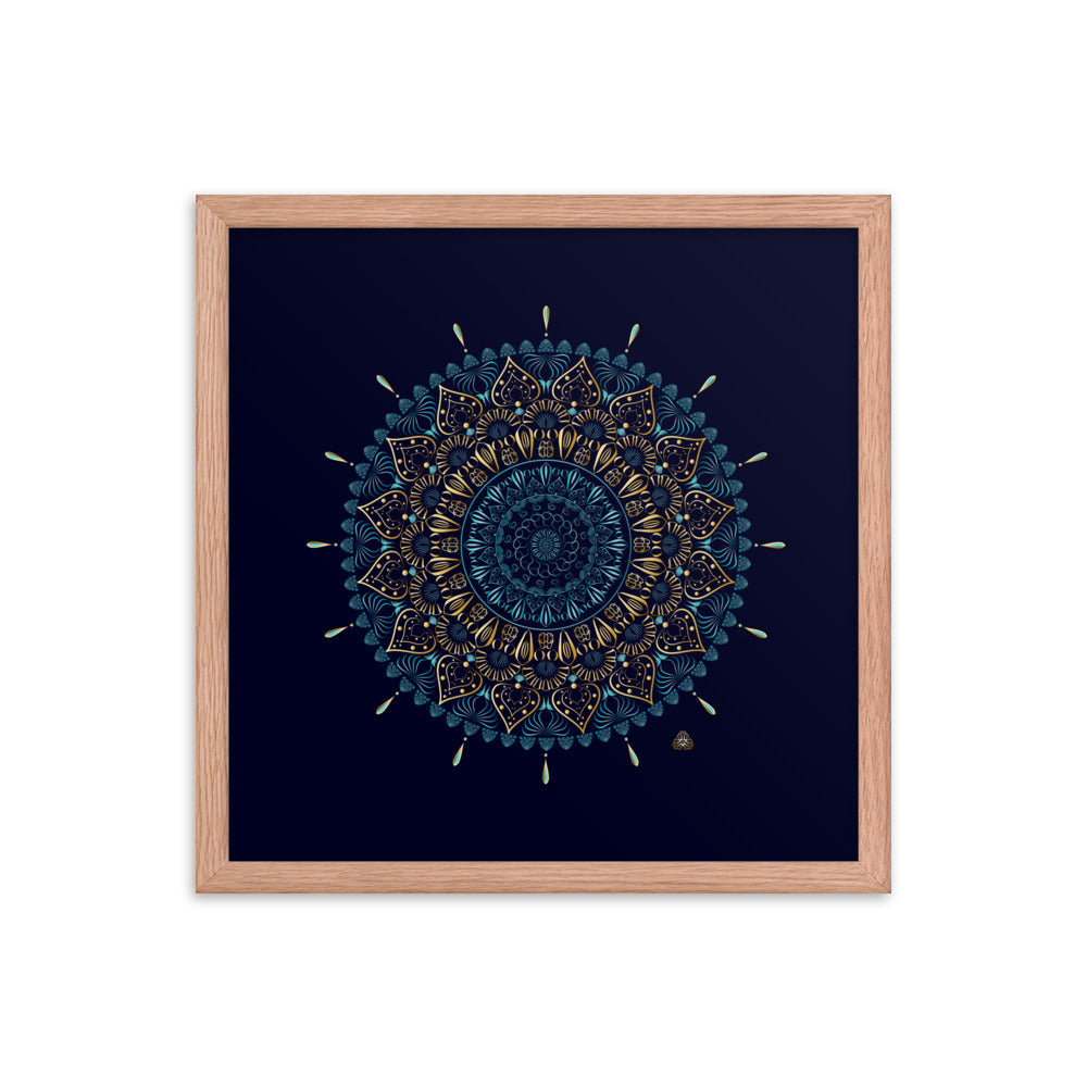 Framed Poster Kuklos No 4331 Mandala Aqua - Gold Free Shipping