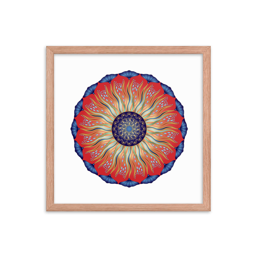 Framed Poster Circularium No 2627 Mandala Navy - Red - Gold Free Shipping