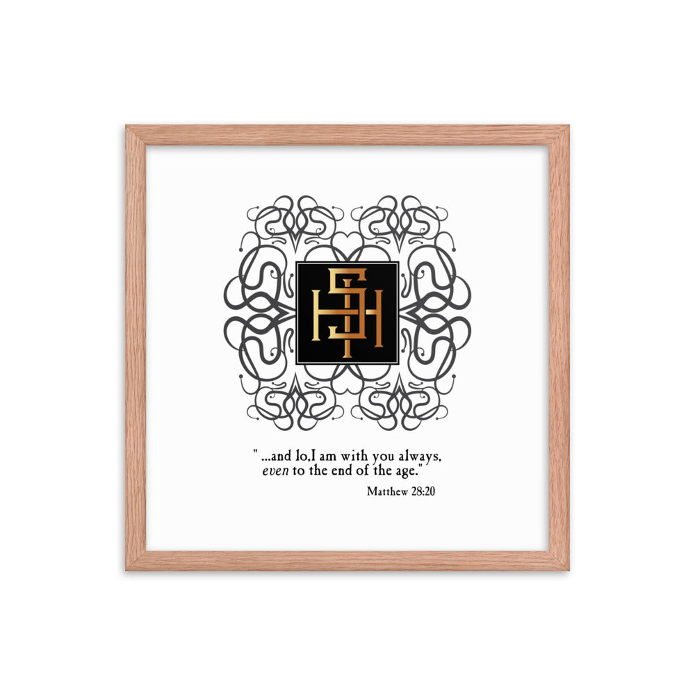 Framed poster IHS Christogram - Matthew 28:20 Free Shipping