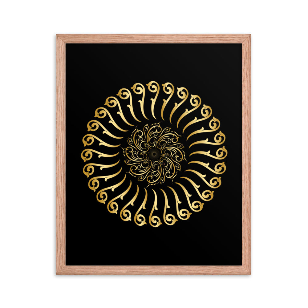 Framed poster Mandala Circularity No 501 Black bkgd Free Shipping