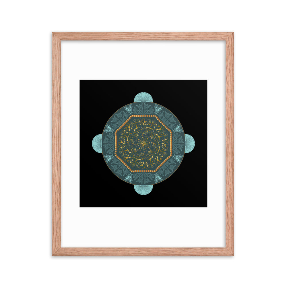 Framed poster Kuklos No 4484 Mandala Gold - Aqua Free Shipping