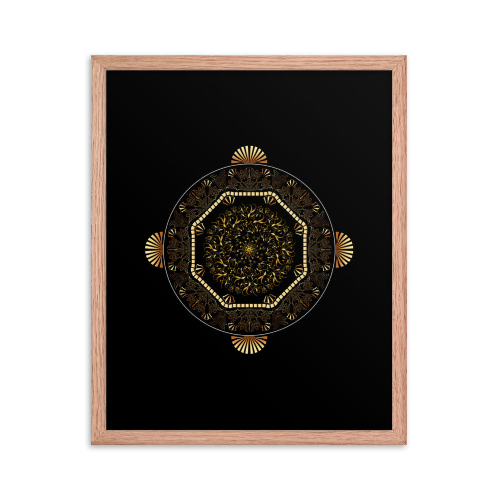 Framed poster Kuklos No 4483 Mandala Gold - Black Free Shipping