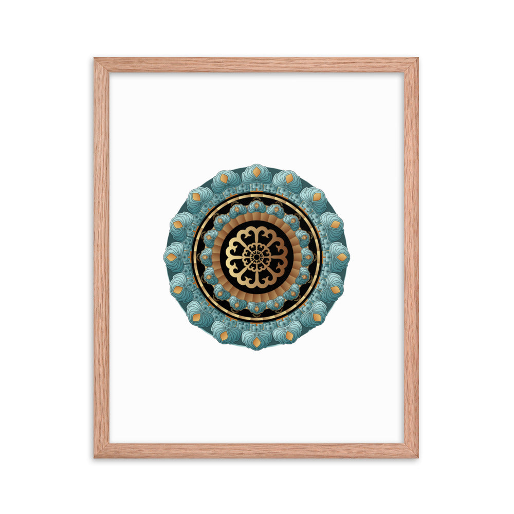 Framed poster Kuklos No 4440 Mandala Aqua - Gold Free Shipping