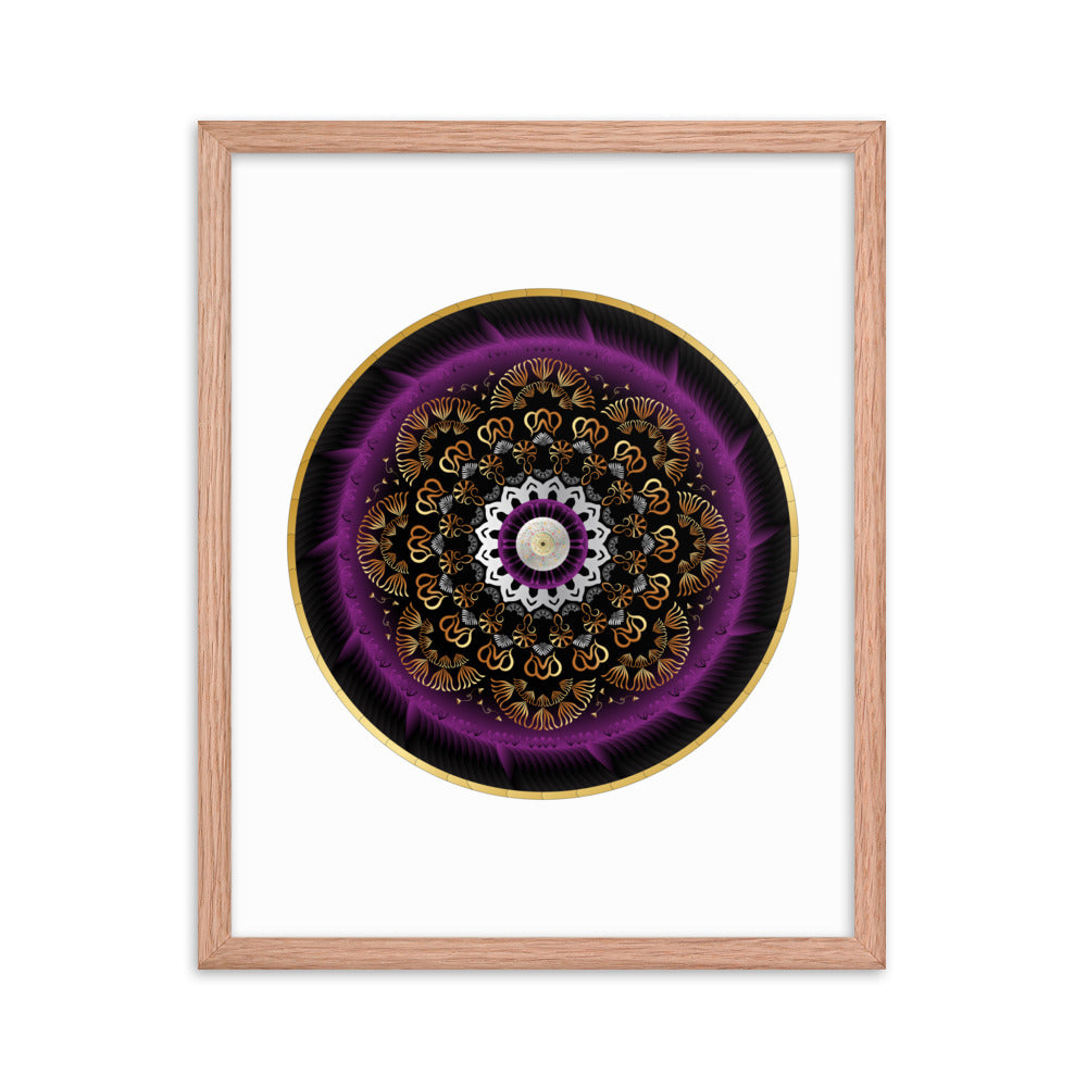 Framed poster Kuklos No 4497 Mandala Silver - Purple - Gold Free Shipping