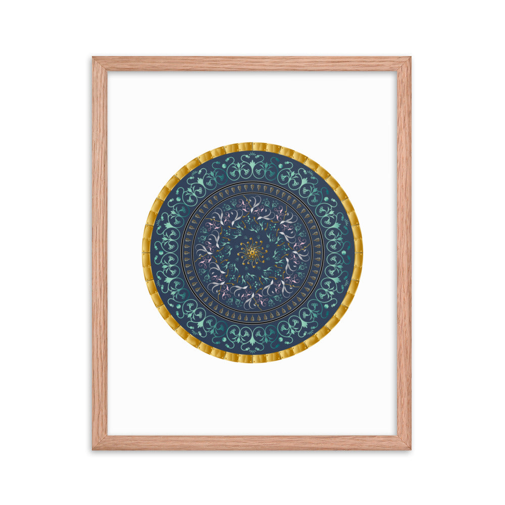 Framed poster Kuklos No 4495 Mandala Aqua - Gold Free Shipping