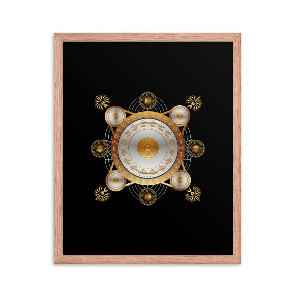 Framed Poster Kuklos No 4029 Mandala Silver - Gold Free Shipping