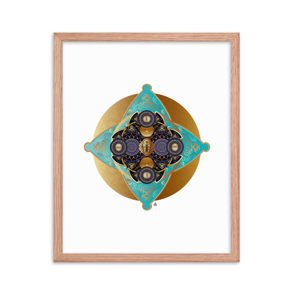 Framed Poster Kuklos No 4062 Mandala Aqua - Navy - Gold Free Shipping