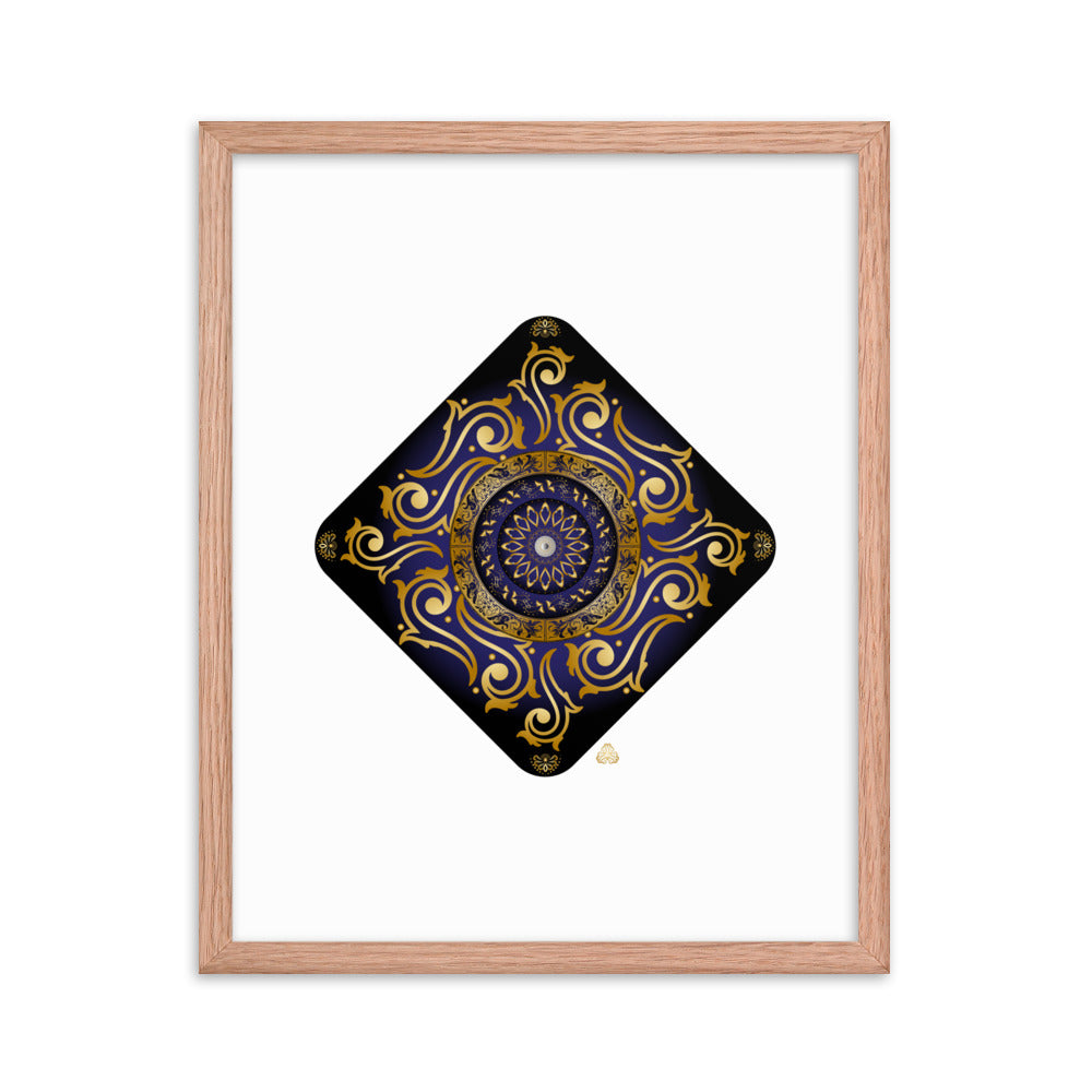 Framed Poster Kuklos No 4089 Mandala Dark Navy Blue- Gold Free Shipping