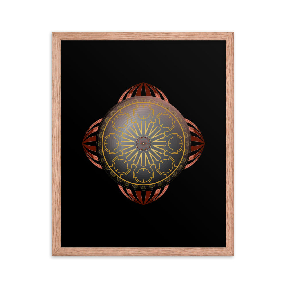 Framed Poster Circulosity No 2936 Mandala Copper - Gold Free Shipping