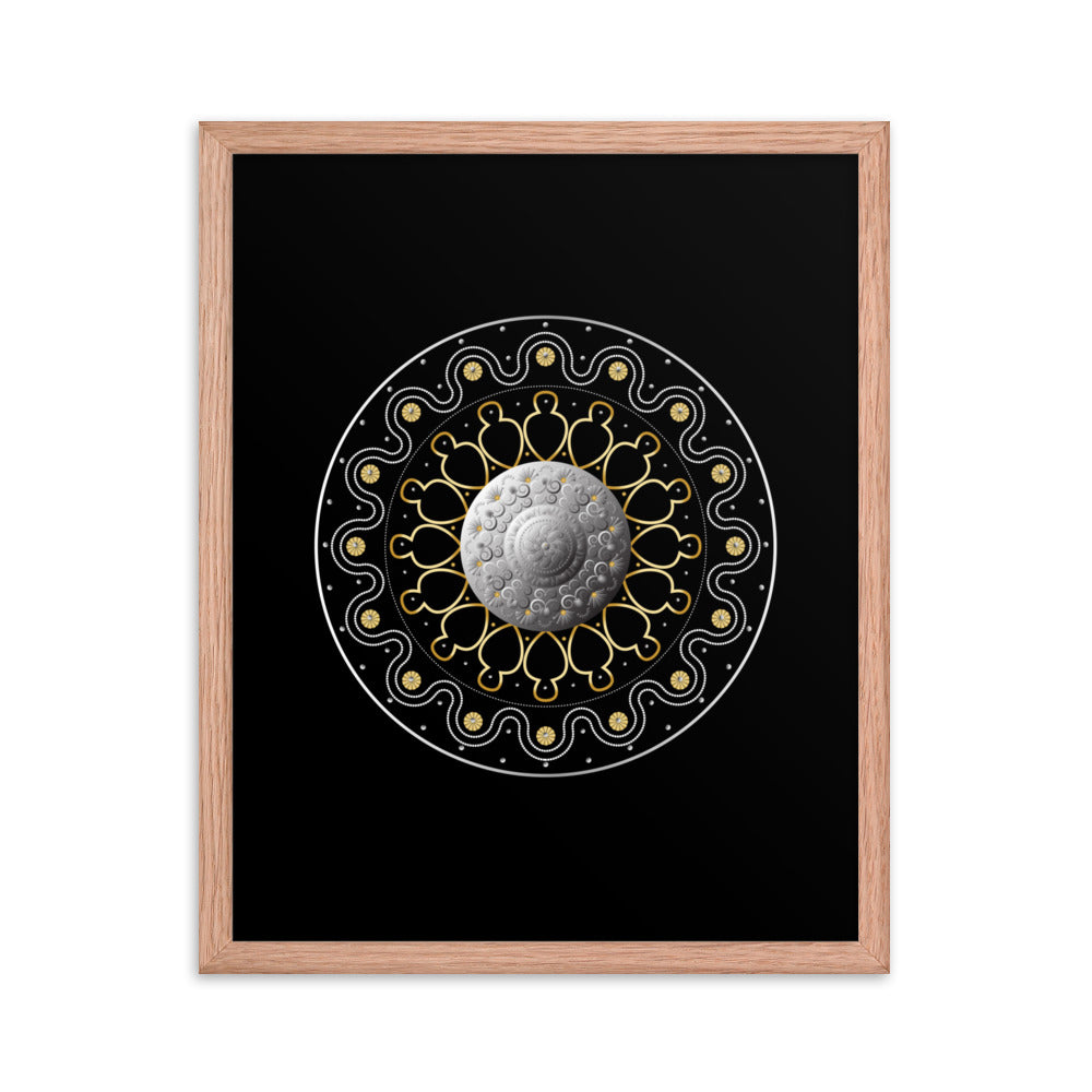 Framed Poster Circulosity No 2810 Mandala Silver - Gold Free Shipping