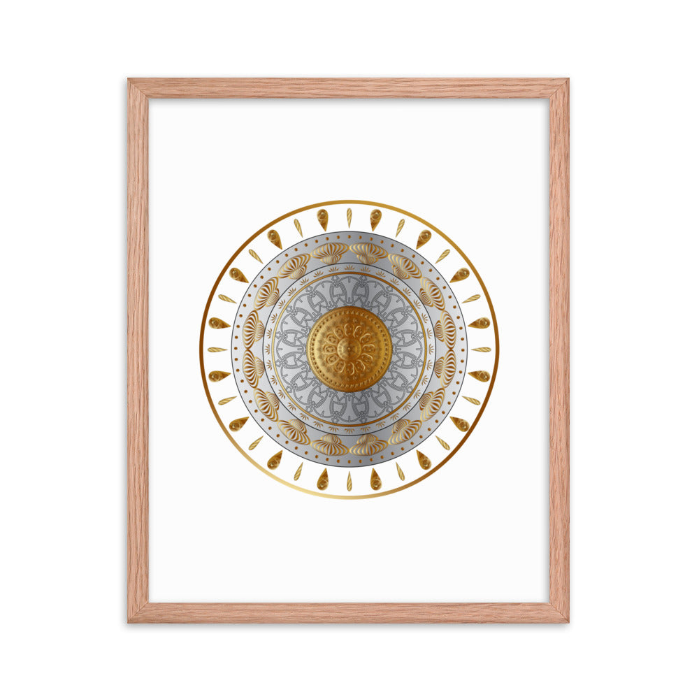 Framed Poster Circumplexical No 3531 Mandala Aqua - Gold Free Shipping