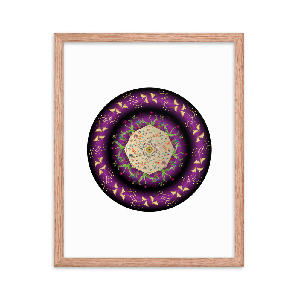 Framed Poster Circumplexical No 3676 Mandala Purple - Gold Free Shipping