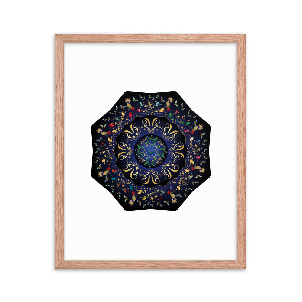 Framed Poster Circumplexical No 3796 Mandala Navy - Gold Free Shipping