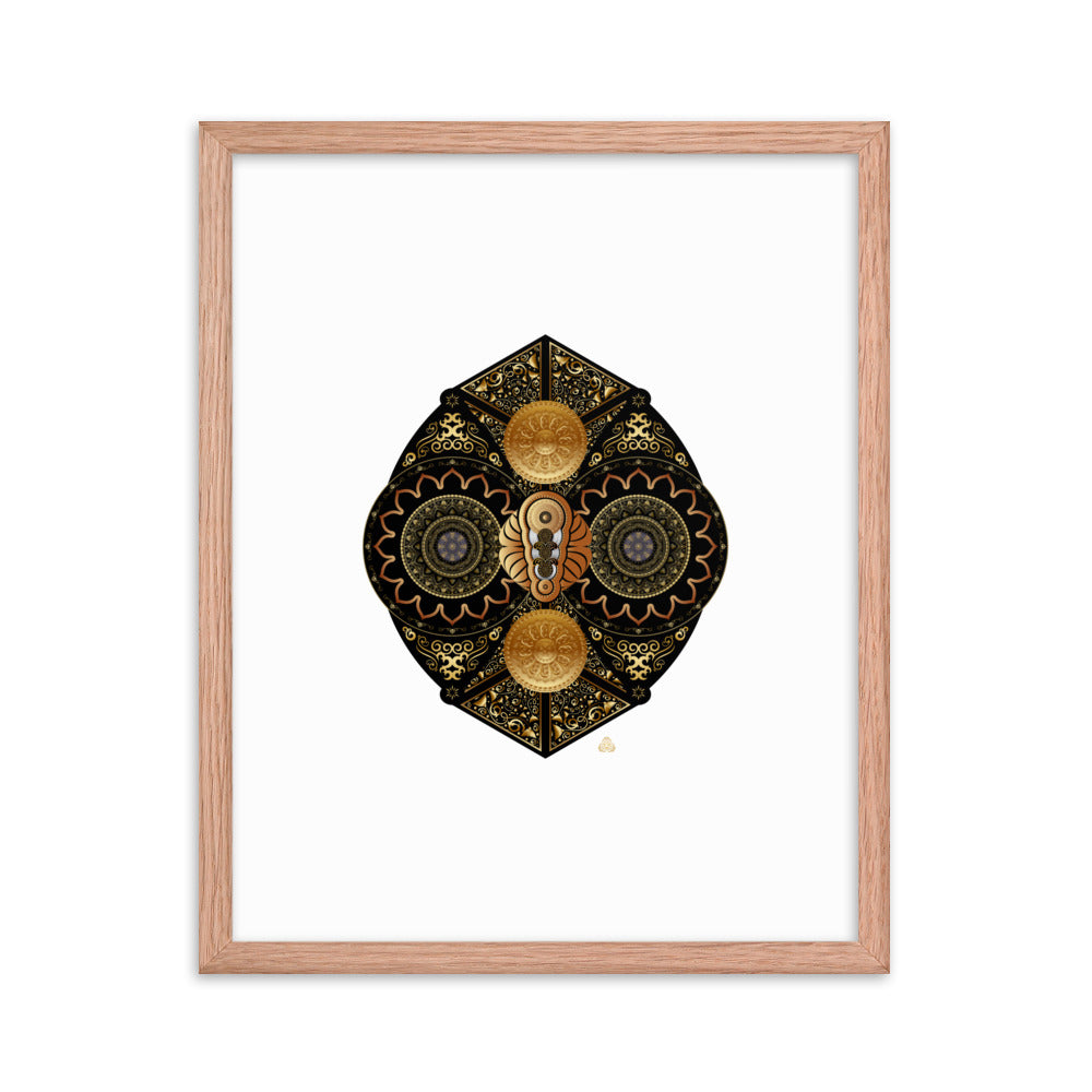 Framed Poster Circumplexical No 3927 Intricate Mandala Black - Gold Free Shipping