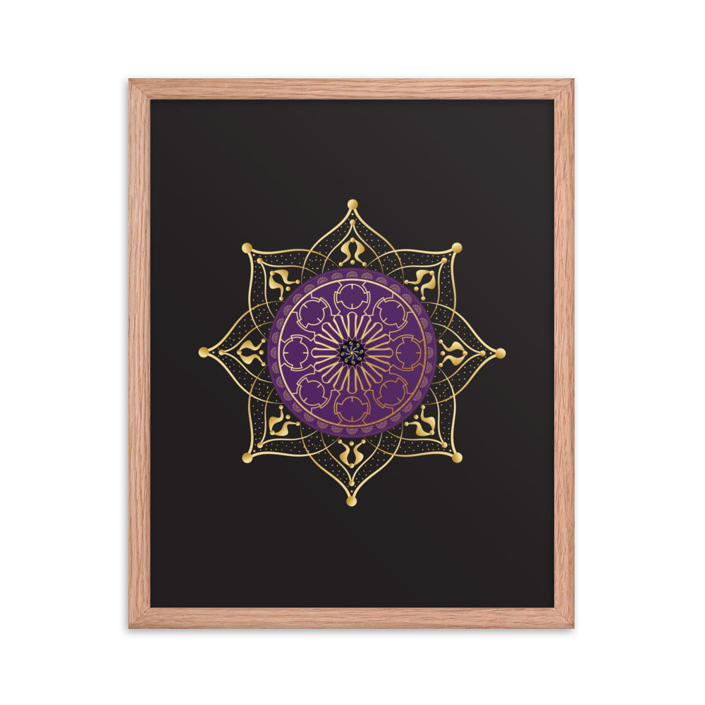 Framed Poster Circumplexical No 4017 Mandala Purple - Gold Free Shipping