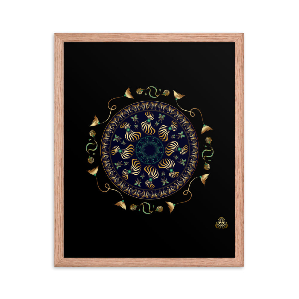 Framed Poster Kuklos No 4315 Intricate Mandala Black - Gold Free Shipping