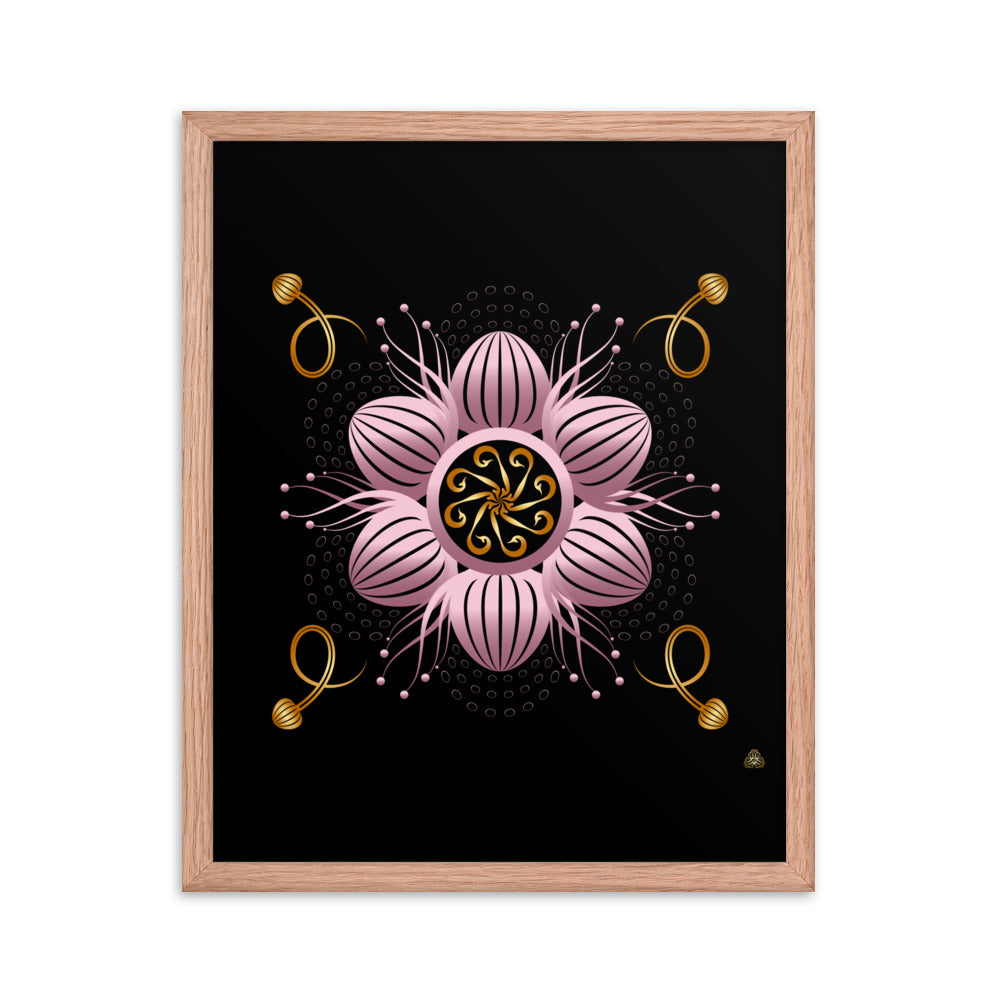 Framed Poster Kuklos No 4404 abstract Mandala Black - Gold - Pink Free Shipping