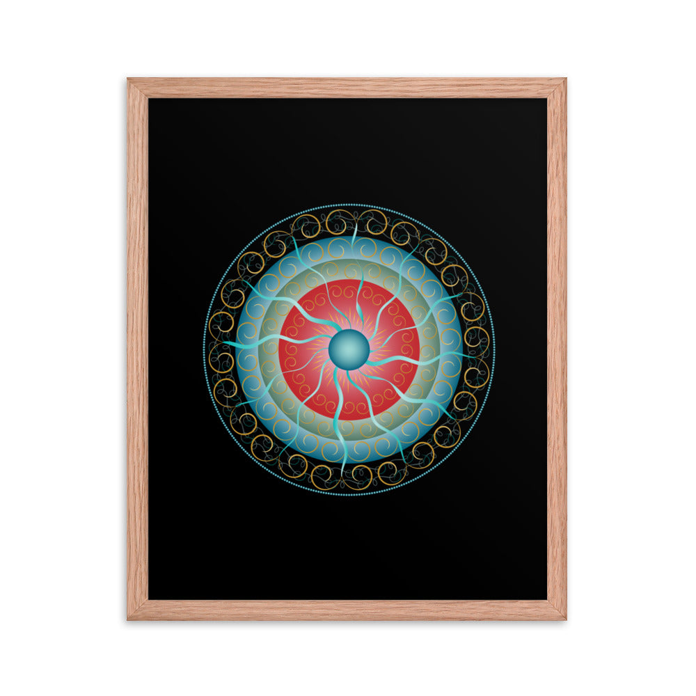 Framed Poster Complexical No 2155 Mandala Black - Red - Gold Free Shipping