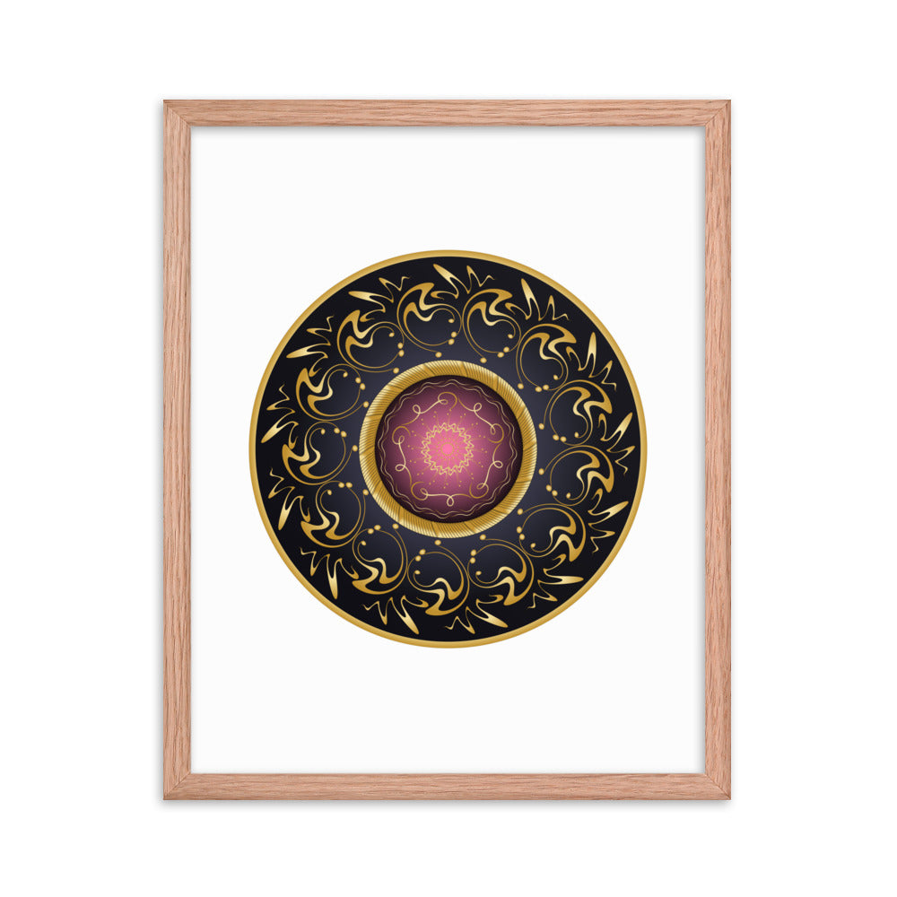 Framed Poster Complexical No 2155 Mandala Black - Red - Gold Free Shipping