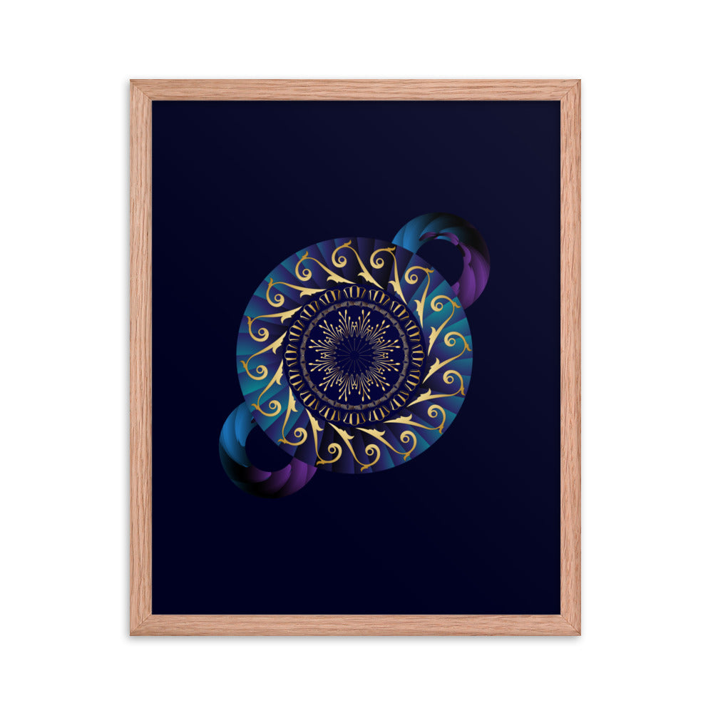 Framed Poster Kuklos No 4313 Mandala Gold - Teal - Purple Free Shipping