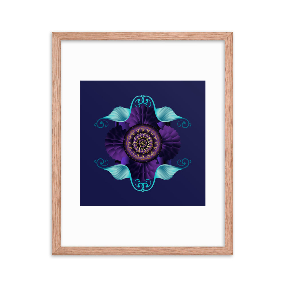 Framed Poster Kuklos No 4364 Mandala Aqua - Purple - Gold Free Shipping