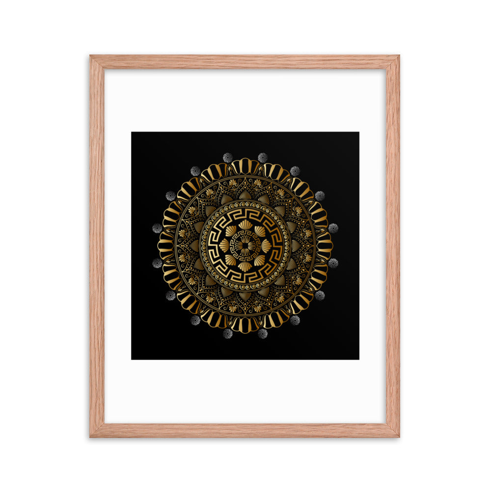 Framed Poster Kuklos No 4354 Mandala Black - Gold Free Shipping