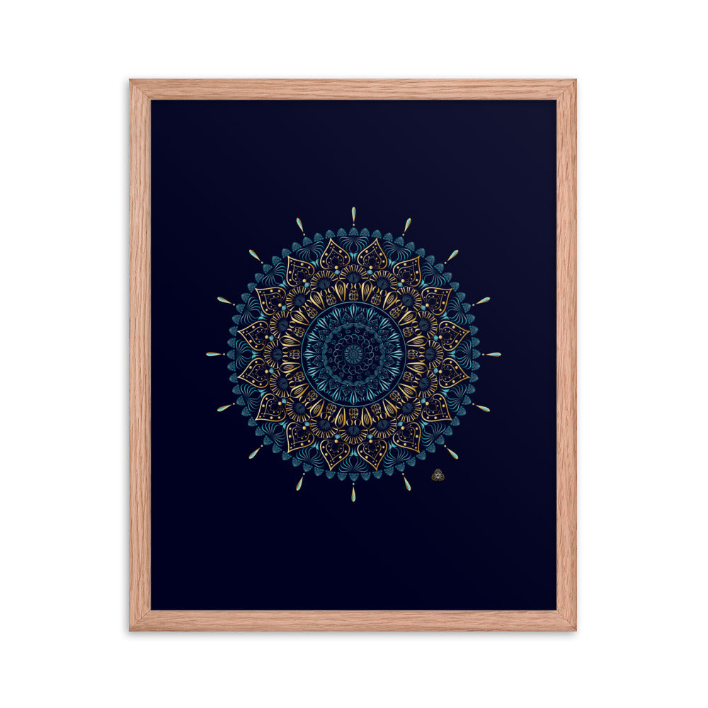 Framed Poster Kuklos No 4331 Mandala Aqua - Gold Free Shipping