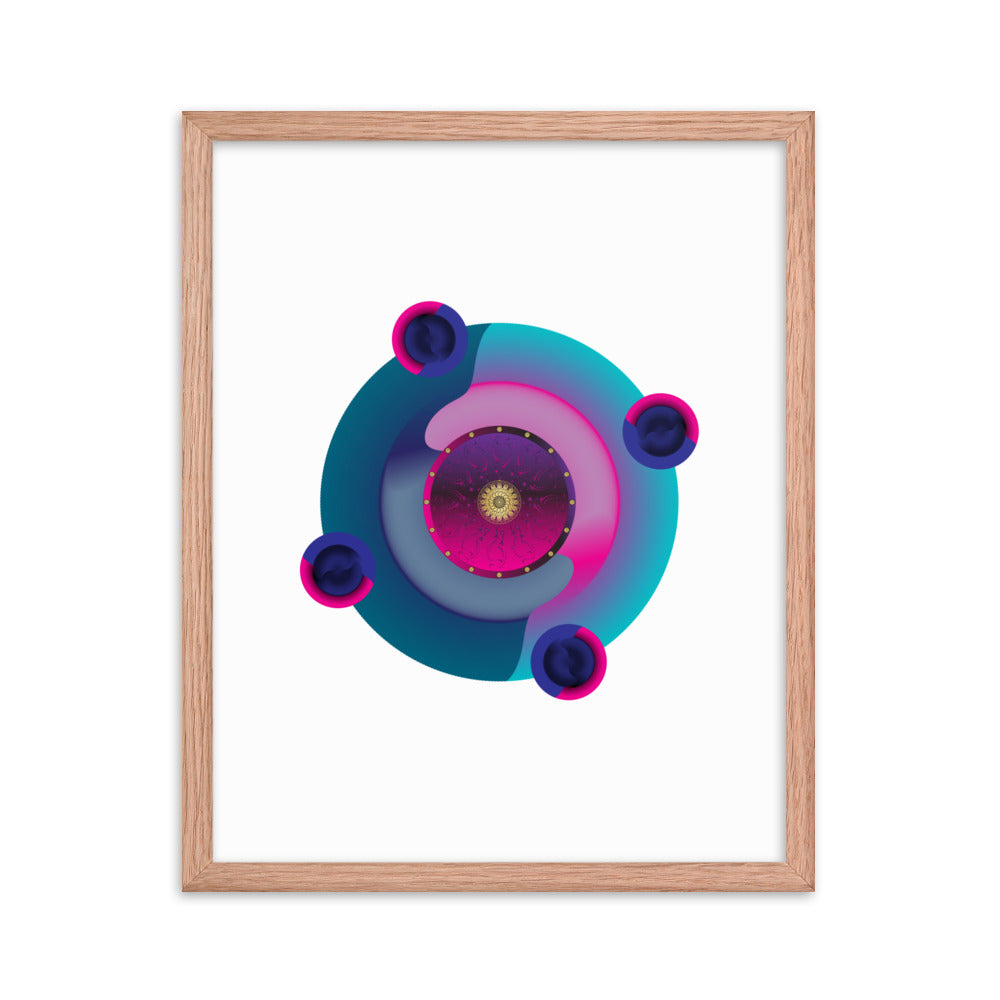 Framed Poster Kuklos No 4301 Mandala Aqua - Pink - Gold Free Shipping