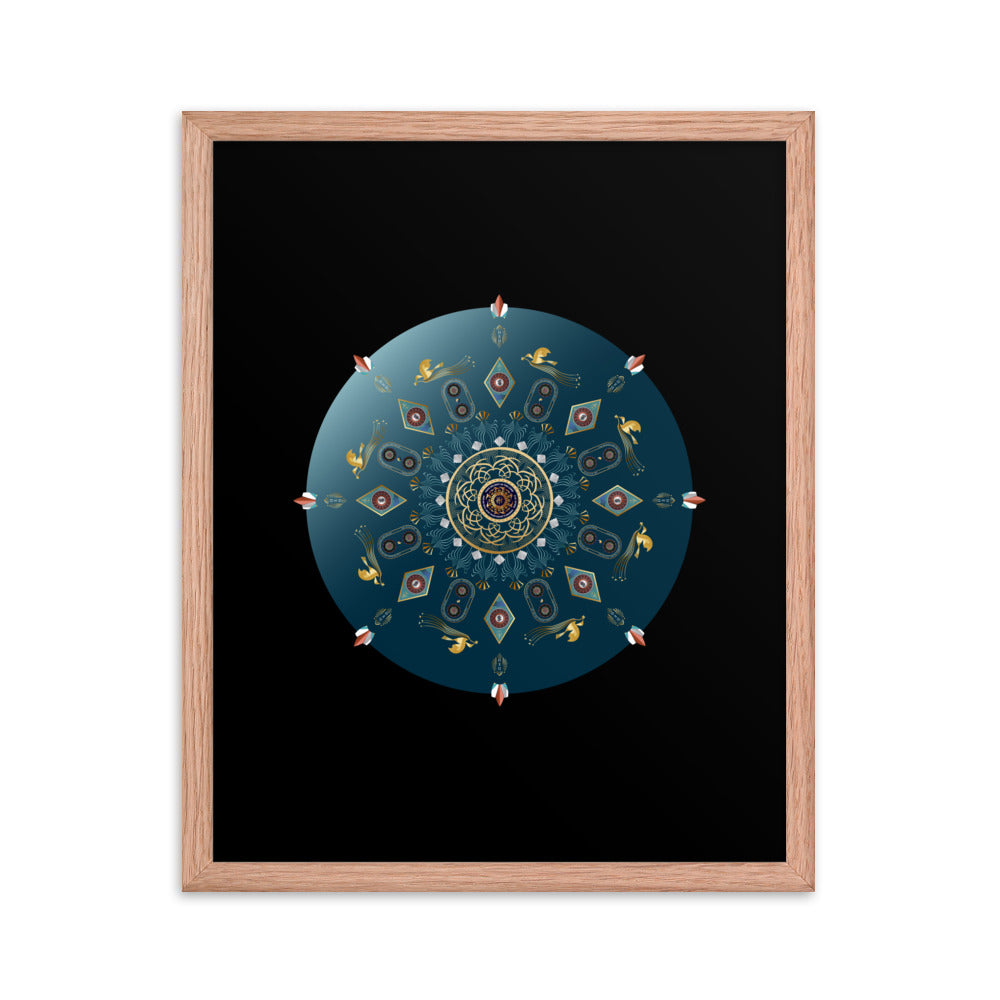 Framed Poster Kuklos No 4454 Mandala Viridian Green - Gold Free Shipping