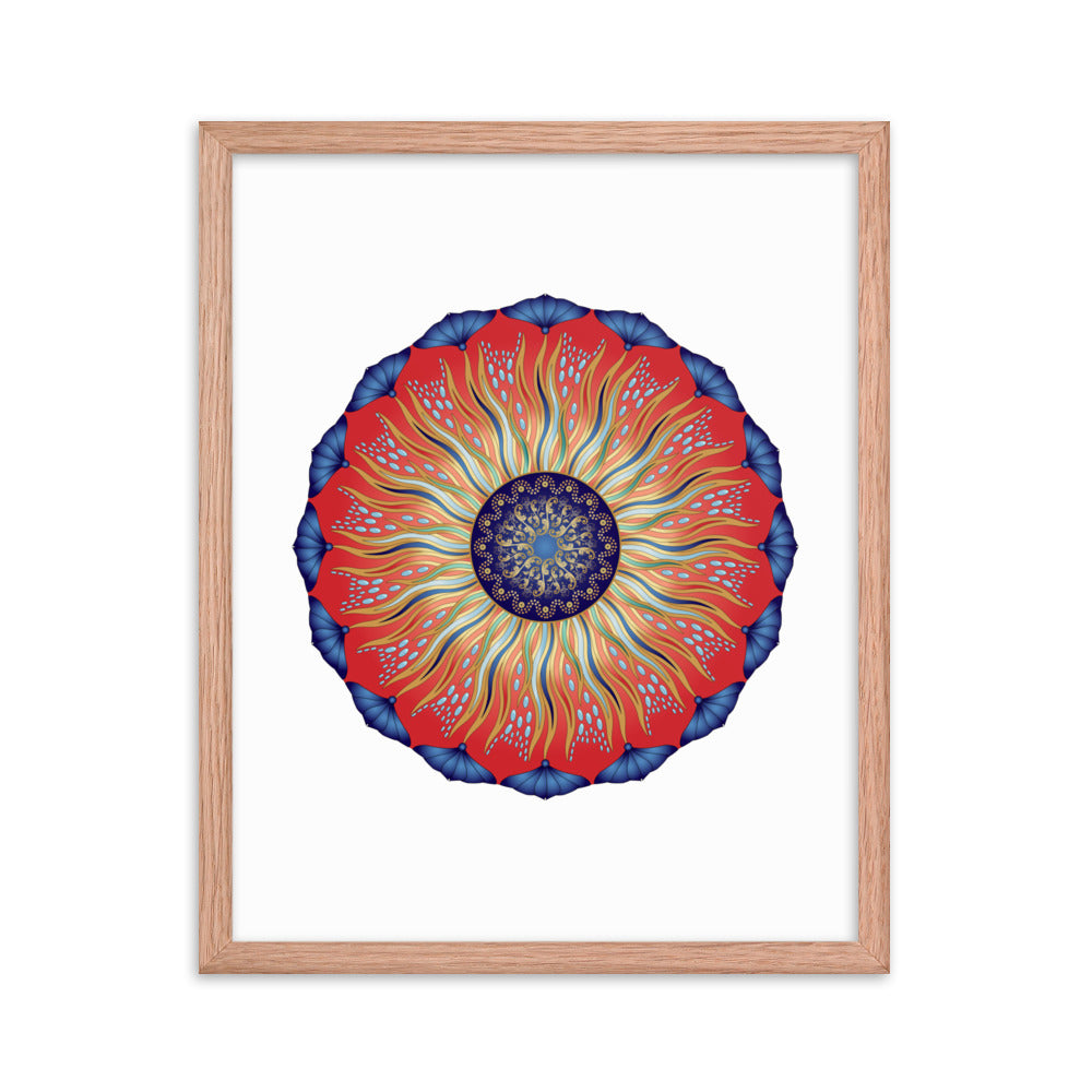 Framed Poster Circularium No 2627 Mandala Navy - Red - Gold Free Shipping