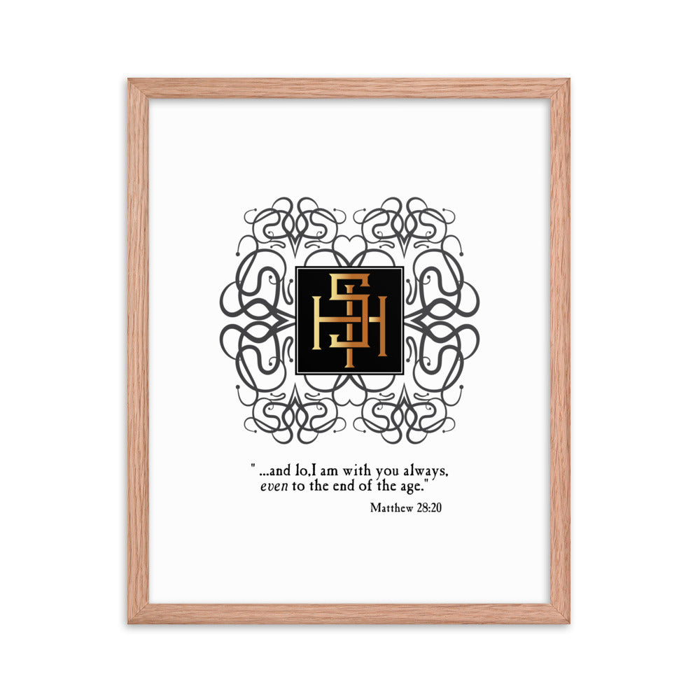 Framed poster IHS Christogram - Matthew 28:20 Free Shipping