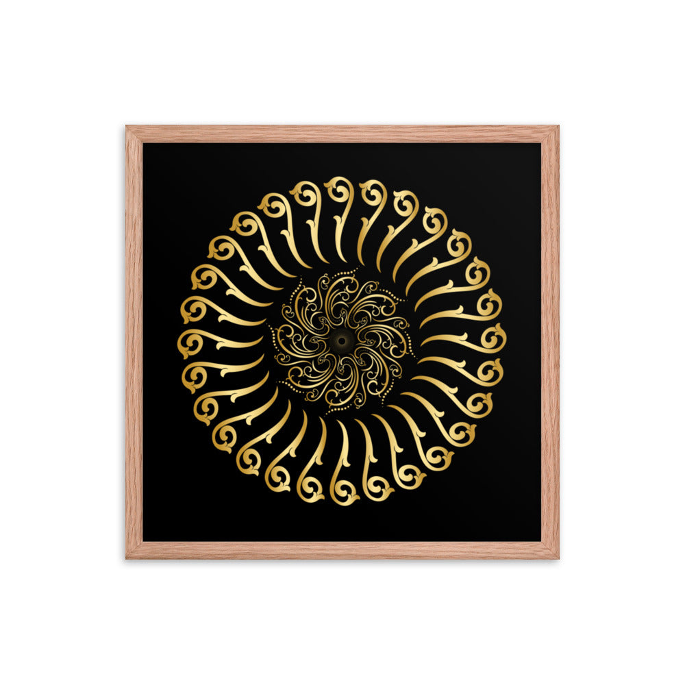 Framed poster Mandala Circularity No 501 Black bkgd Free Shipping